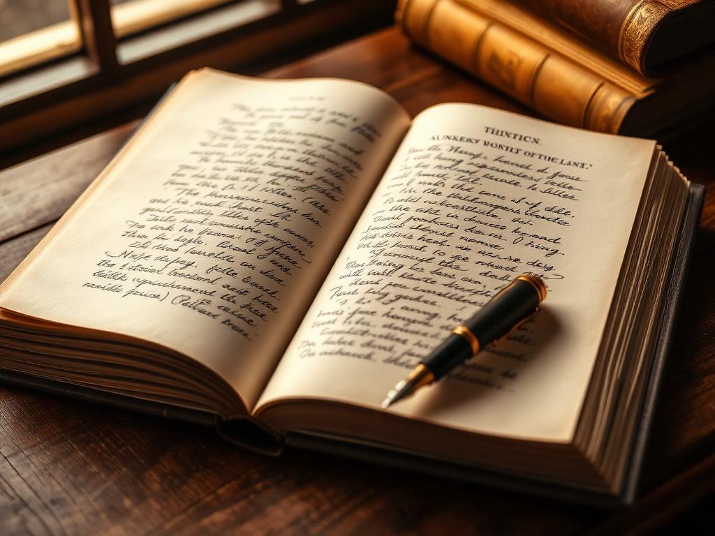Libro antico aperto con appunti manoscritti e penna stilografica